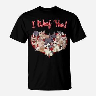 I Woof You French Bulldog Frenchie Valentines Day T-Shirt - Monsterry UK