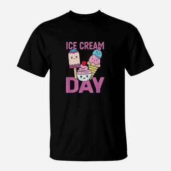 Ice Cream Day Kawaii Ice Cream Lover Gift Ice Pop Gelato T-Shirt | Crazezy