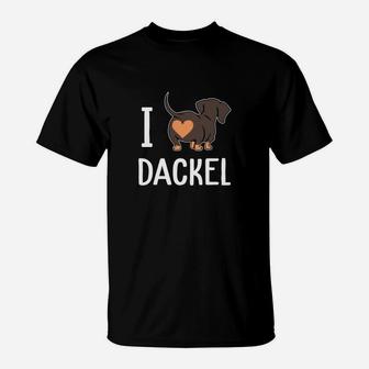 Ich liebe Dackel T-Shirt, Lustiges Hundemotiv für Dackelfans - Seseable