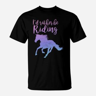 I'd Rather Be Riding Horses Horseback Equestrian Rider Girls T-Shirt | Crazezy AU