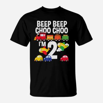 I'm 2 Birthday Boy 2Nd Bday Trains Cars Airplanes T-Shirt | Crazezy AU