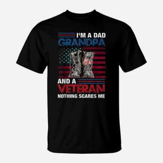 I'm A Dad Grandpa And A Veteran Nothing Scares Me Funny T-Shirt | Crazezy AU
