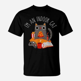 I'm An Indoor Cat Funny Reading Coffee Gaming Cat Person Tee T-Shirt | Crazezy