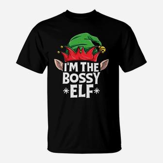 I'm The Bossy Elf Funny Christmas Family Matching Pajamas T-Shirt | Crazezy UK