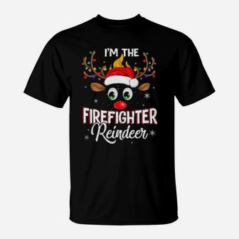 I'm The Firefighter Reindeer Matching Family Xmas Santa Hat T-Shirt - Monsterry DE