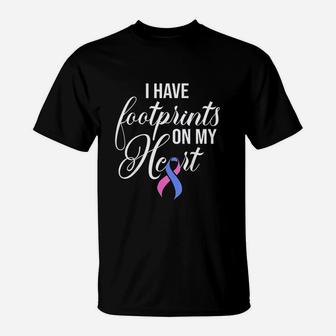 Infant Loss Footprint Mom Dad Pregnancy Baby Miscarriage T-Shirt | Crazezy DE
