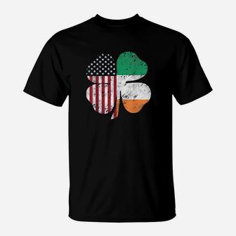 Irish American Shamrock Flag Grunge Weathered T-Shirt - Monsterry AU
