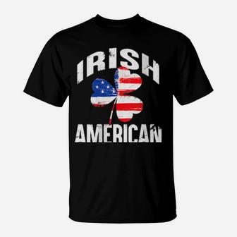 Irish American Shamrock Us Flag St Patricks Day T-Shirt - Monsterry DE