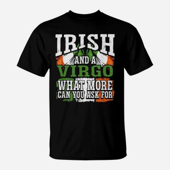 Irish And A Virgo Flag Zodiac Facts Birthday T-Shirt - Monsterry