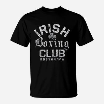 Irish Boxing Club Boston Shamrock Distressed Gift T-Shirt - Thegiftio