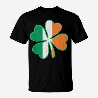 Irish Flag Colors Lucky Four Leaf Clover St Patricks Day T-Shirt - Monsterry