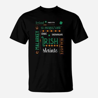 Irish Flag Colors St Patricks Day Shenanigans Typography T-Shirt - Monsterry