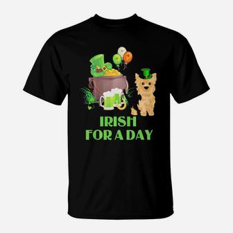 Irish For A Day Pembroke Yorkie St Patricks Day T-Shirt - Monsterry UK