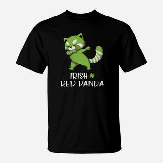 Irish Green Red Panda Funny Shamrock St Patricks Day T-Shirt - Thegiftio UK