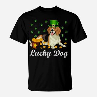 Irish Leprechaun Hat Lucky Beagle Dog St Patricks Day T-Shirt - Monsterry