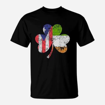 Irish Puerto Rican Flag Ireland Shamrock St Patricks Day T-Shirt | Crazezy