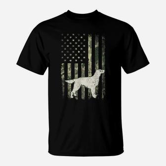 Irish Setter Dog Dad Mom Camouflage Usa Flag T-Shirt | Crazezy