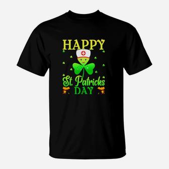 Irish Shamrock Nurse Happy St Patricks Day T-Shirt - Monsterry