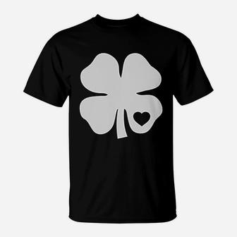 Irish Shamrock White Clover Heart St Patrick's Day T-Shirt - Thegiftio UK