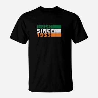 Irish Since 1933 Birthday 88Th Ireland Flag Vintage T-Shirt - Monsterry