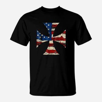 Iron Cross American Flag T-Shirt | Crazezy DE