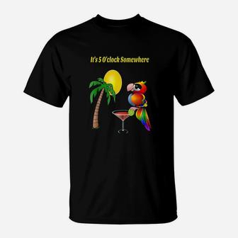 It Is 5 Oclock Somewhere Drinking Parrot T-Shirt - Thegiftio UK