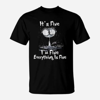 It's Fine I'm Fine Everything Is Fine Funny Raining Cat T-Shirt | Crazezy