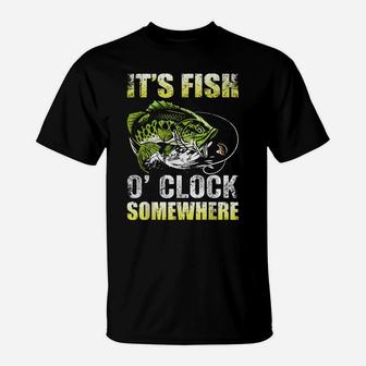 It's Fish O'clock Somewhere Funny Fishing Vintage T-Shirt | Crazezy CA