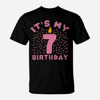 It's My 7Th Birthday Shirt Girls 7 Years Old Donut Lover T-Shirt | Crazezy