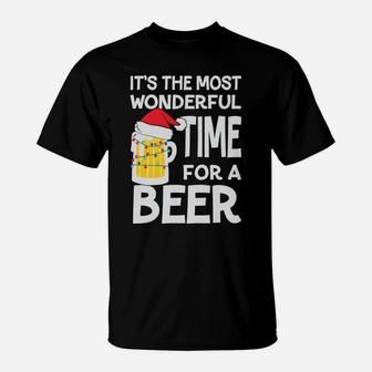 It's The Most Wonderful Time For A Beer Christmas Funny Gift Sweatshirt T-Shirt | Crazezy