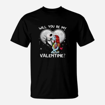 Jack And Sally Will You Be My Valentine T-Shirt - Monsterry
