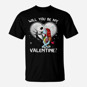 Jack And Sally Will You Be My Valentine T-Shirt - Monsterry