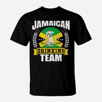 Jamaican Drinking Team Funny Jamaica Flag Beer Party Gift T-Shirt | Crazezy