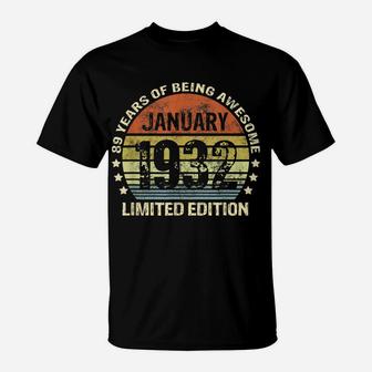 January 1932 89Th Birthday Gift 89 Years Of Being Awesome T-Shirt | Crazezy