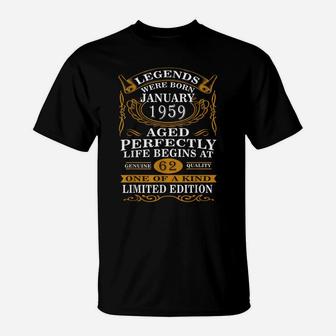 January 1959 62Nd Birthday Gift 1959 Year Old For Men Women T-Shirt | Crazezy