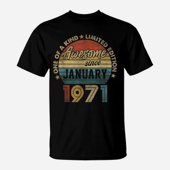January 1971 Vintage 50 Years Old Retro 50Th Birthday Gift T-Shirt | Crazezy
