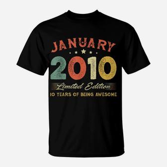 January 2010 10 Years Old Vintage 10Th Birthday Gifts T-Shirt | Crazezy DE
