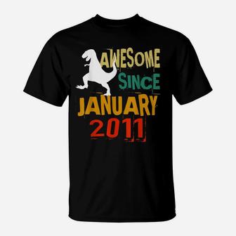 January 2011 Dinosaur 10Th Birthday 10 Year Old Gift Boy T-Shirt | Crazezy AU
