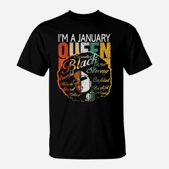 January Birthday Shirts Gift For Women - Black African Queen T-Shirt | Crazezy DE
