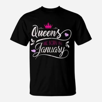 January Girl Birthday Gift, Bday Queens Are Born In January Zip Hoodie T-Shirt | Crazezy