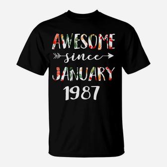 January Girls 1987 Birthday Gift 34 Years Awesome Since 1987 T-Shirt | Crazezy AU