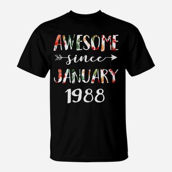 January Girls 1988 Birthday Gift 33 Years Awesome Since 1988 T-Shirt | Crazezy CA