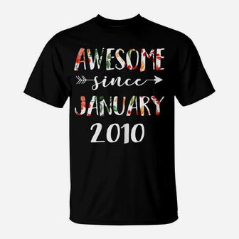 January Girls 2010 Birthday Gift 11 Years Awesome Since 2010 T-Shirt | Crazezy