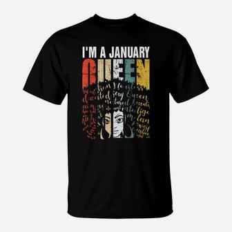 January Queen Black American Melanin January Birthday Gift T-Shirt | Crazezy AU