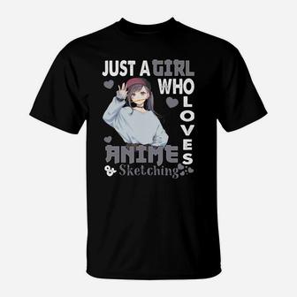 Japanese Anime Drawing Gifts Just A Girl Who Loves Sketching T-Shirt | Crazezy DE