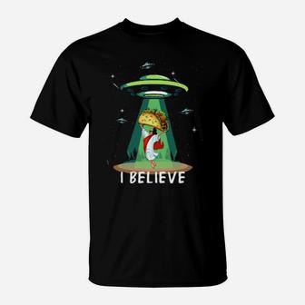 Jesus Christian God Holding Tacos In Alien Ufo Design T-Shirt - Monsterry DE