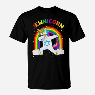 Jewnicorn Hanukkah Dabbing Unicorn Chanukah T-Shirt - Monsterry