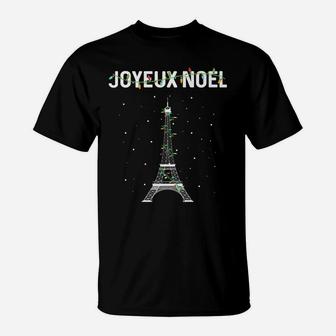 Joyeux Noel French Paris Eiffel Tower Christmas T-Shirt | Crazezy