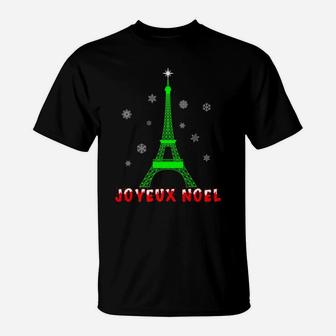 Joyeux Noel French Paris Eiffel Tower Merry Christmas Xmas T-Shirt | Crazezy UK