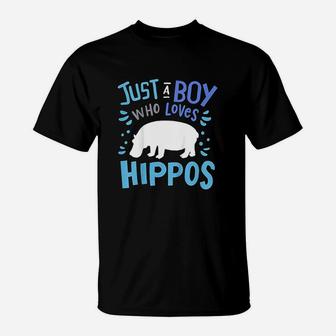 Just A Boy Who Loves Hippos T-Shirt | Crazezy